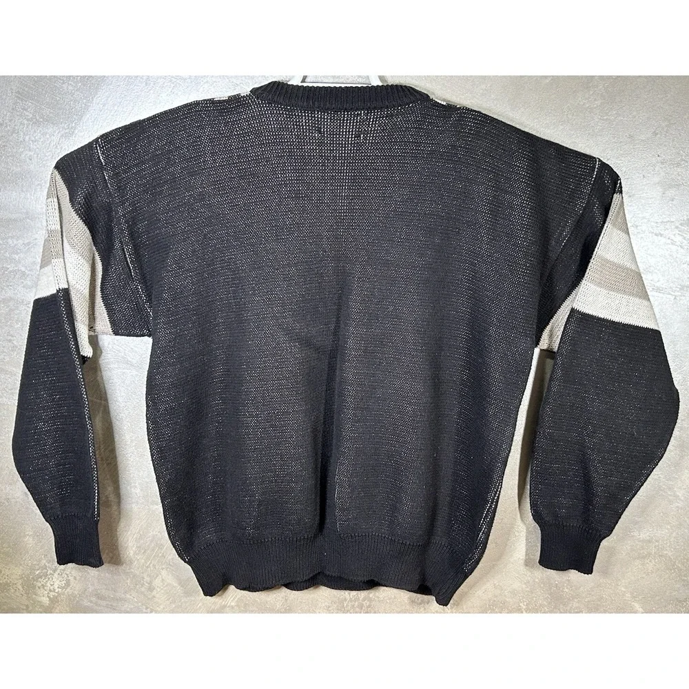 Ben Hogan Sweater‎ Mens Size XL Golf USA Geometric Print Black White Tan Cotton
